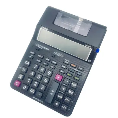 CASIO Printing Calculator, English Version, Two-Color Print, Leather Cover