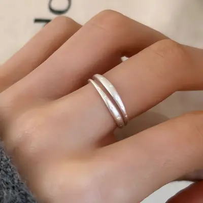S925 Sterlingsilber Fünfzackstern Ring, mattiert, elegant