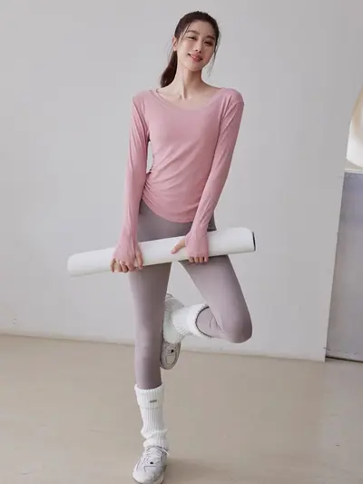 Yoga Üst Kadın, Dar Kesim, Uzun Kollu, Profesyonel Fitness