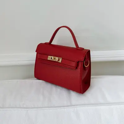 Damen-Crossbody-Tasche in Wachsleder-Optik, kleine quadratische Form
