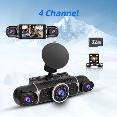 4-Channel 1080P HD Dash Cam with Phone Connectivity and 24H Parking Monitoring