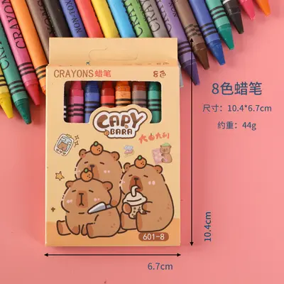 Capibara Çocuk Boya Mumu 8 Renk/12 Renk Seti Güvenli Toksik Olmayan Kolay Renklendirme Bebek Doodle Boya Kalemi - 7