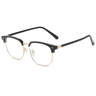 Retro yarı çerçeveli miyop gözlük çerçevesi, mavi ışık korumalı, unisex