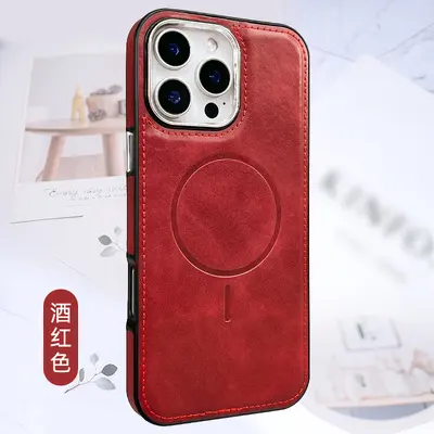 iPhone 16 için deri kılıf, Apple 15 Pro manyetik telefon kılıfı uyumlu - 12