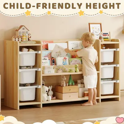 Grenzüberschreitender Massivholz-Bilderbuchständer Montessori-Bücherregal Kinderzimmer-Regal Kinderaufbewahrungsschrank Spielzeug-Aufbewahrungsregal