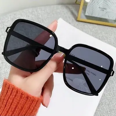 Women's Square Oversized Gradient Sunglasses with Metal Studs, UV Protection - 3