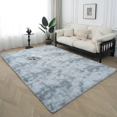 Uzun Tüylü Oturma Odası Halısı, Lekeye Dayanıklı, Batik Desenli, Tam Kaplama