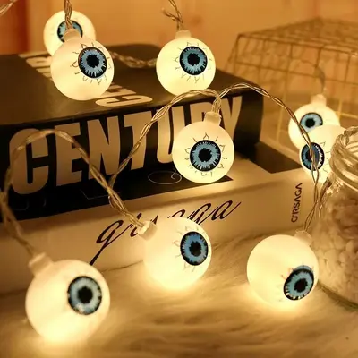 Halloween LED String Lights with Pumpkin and Ghost Decorations, Battery-Powered - 8
