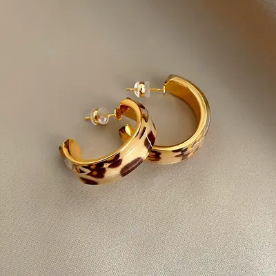 Leopardenmuster Statement-Ohrringe mit extravaganter Form - 5