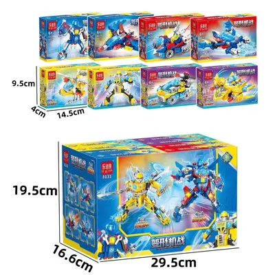 LEDI Küçük Parçalı Yapı Taşları Çocuk Eğitici Mecha 4 in 1 Set Oyuncak Erkek Çocuk Hediyesi Uyumlu Montajlı
