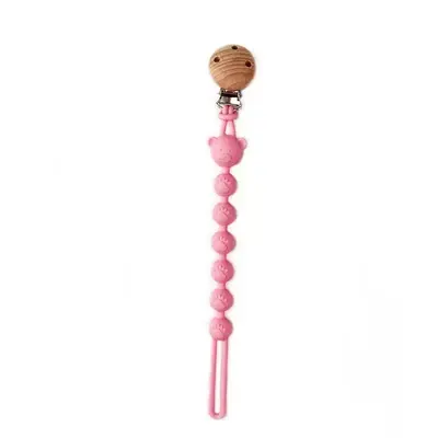 Baby Silicone Pacifier Chain Bear Anti-Lost Beech Wood Clip - 8