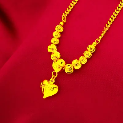 Vietnam Sand Gold Hollow Women's Necklace and Bracelet, Love Design