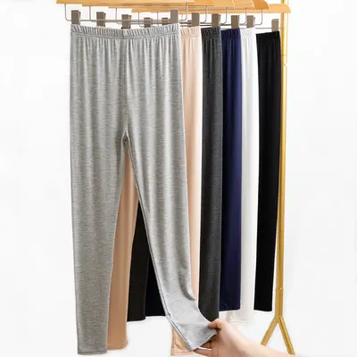 Modal Women's Leggings, Thin Spring Summer Style, Plus Size Black Yoga Pants - 2