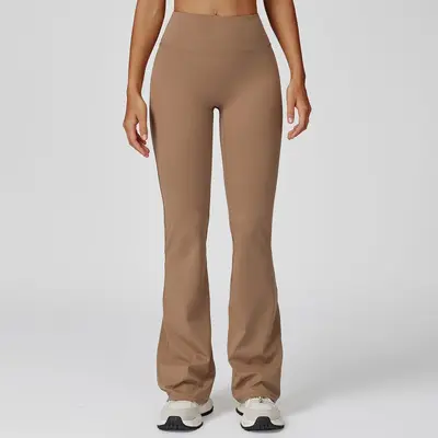 Yogahose mit hohem Bund, gebürstet, Schlaghose mit weitem Bein, Modell 5061 - 12