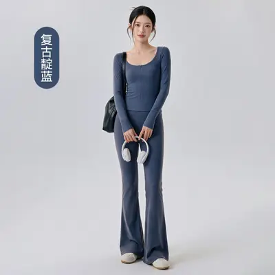 Damen-Zweiteiler-Yoga- und Pilates-Set mit hoher Taille, hohe Elastizität - 9