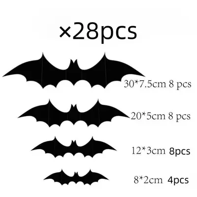 Halloween Decoration Set, 3D Black Spider and Bat Wall Stickers - 11