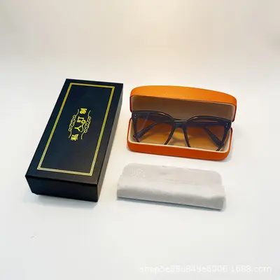 Brillenetui Logo-Verpackungs-Set-Tasche Himmel und Erde Abdeckungskasten Live-Streaming einzeln Tropfenversand Sonnenbrillenetui aus Leder Großhandel - 4