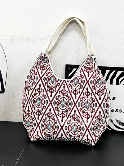 Xinjiang Aileidesi Etnik Tarz Retro Tote Tek Omuz Çantası - 6