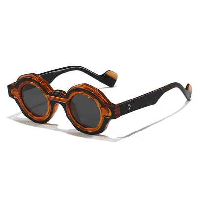 Round Retro Magnetic Sunglasses, Blue Light Blocking, Thick Frame - 11