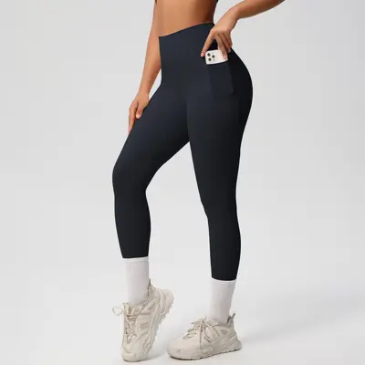 Çift taraflı yoga pantolonu, yüksek bel, elastik, nefes alabilen - 7