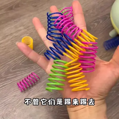 逗猫神器猫咪自嗨解闷玩具彩色塑料小弹簧逗猫棒幼猫逗猫用品耐咬 - 3