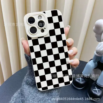 Black Plaid Phone Case for iPhone 15 and iPhone 12 Pro Max - 7
