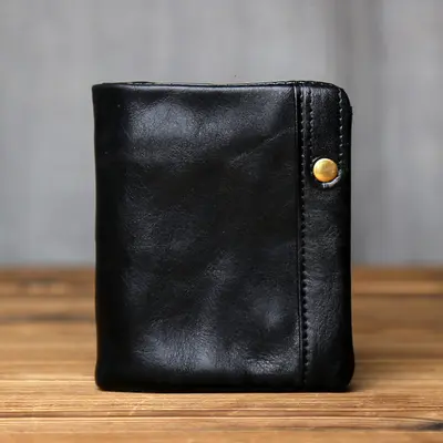 Genuine Leather Short Wallet, Top-Grain Cowhide, Vegetable-Tanned - 8