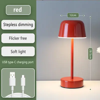 Iron I-Shaped Mushroom Table Lamp, Touch, Battery Night Light - 7