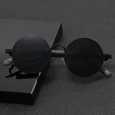 Retro Punk-Sonnenbrille mit rundem Metallrahmen, unisex - 3