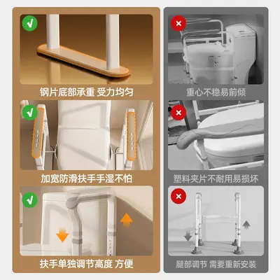 [Small Pack Export Model] Hole-Free Hospital Toilet Grab Bar Frame Elderly Handrail Railing Bathroom Senior Citizen Support