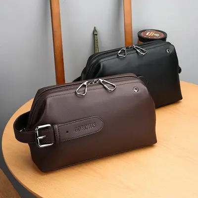 Men's Soft Leather Handbag, Large Capacity for Business and Casual Use - 1