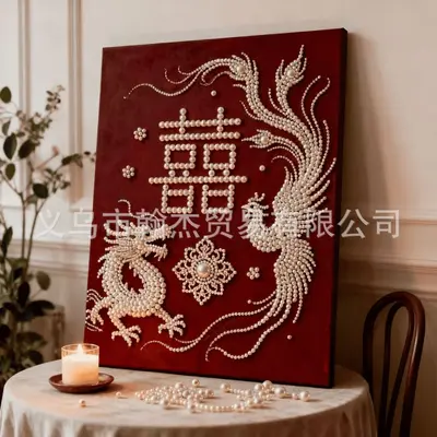 DIY Pearl Painting, Red Chinese Style Wall Art
