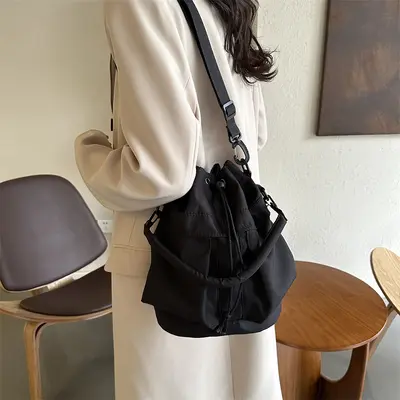 Women's Bucket Bag, Large Capacity Single-Shoulder, Korean Style - 5