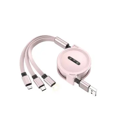 Macaron One-Three Retractable Data Cable 3A Fast Charging Three-in-One Multi-Head Charging Cable Custom Printed Logo Gift - 12