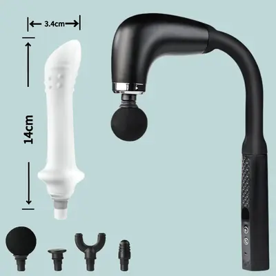 Massage Gun with Angled Head, Silicone Attachment for Neck and Lower Back - 12