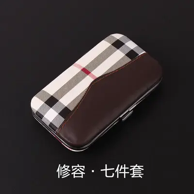 现货指甲刀套装格纹七件套 指甲剪修容修甲美甲工具全套批发盒装 - 7