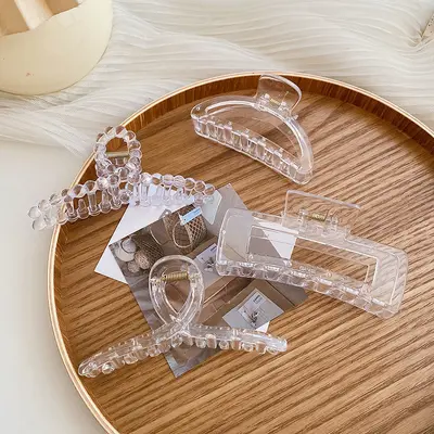 2025 new acrylic large high transparency claw clip popular base clip handmade hair clip accessory manufacturer direct sales