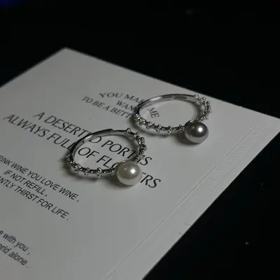 S925 sterling silver freshwater pearl adjustable ring