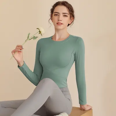 瑜伽服上衣女秋冬高级感健身衣修身显瘦运动普拉提2023新款长袖