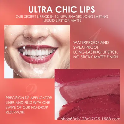 Langmanni 1+1 Matte Lip Gloss and Lip Liner Set, 2 Pieces, Non-Transfer