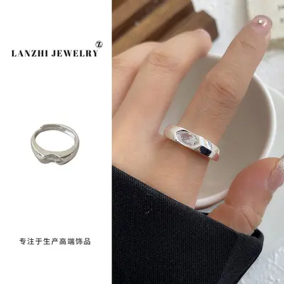 Lanzhi koreanische Schmuckringe Tiktok-Hit für Frauen minimalistisches Design Luxus Mode offener 925er Silberring - 9