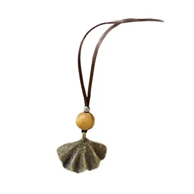 Chinese zen wooden pendant necklace long style