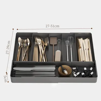 Extendable Drawer Organizer with Kitchen Compartments - 13