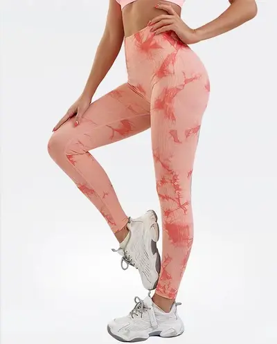 Dikişsiz kadın batik fitness yoga tayt, popo kaldırıcı uzun pantolon - 11