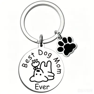 Stainless Steel Pet Dog Keychain Souvenir Key Ring - 11