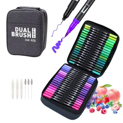 Çift uçlu suluboya kalem seti, yıkanabilir, çocuklar için - 11