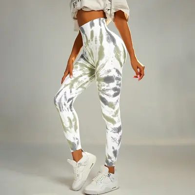 跨境扎染无缝瑜伽裤高腰提臀健身裤训练运动长裤女yoga leggings - 10