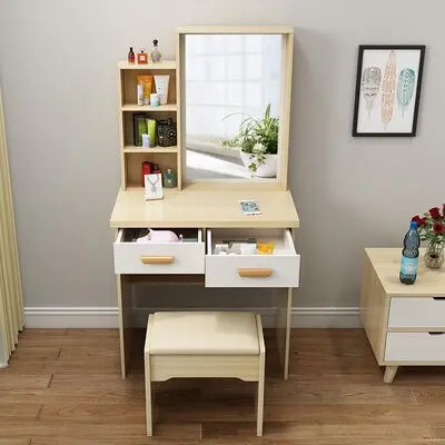 Modern Minimalist Makeup Vanity Table with Drawers and Storage Cabinet for Small Apartment - 8