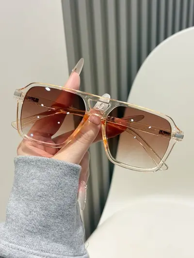 4-Piece Set Double-Bridge Large-Frame Women's Sunglasses, UV Protection - 7