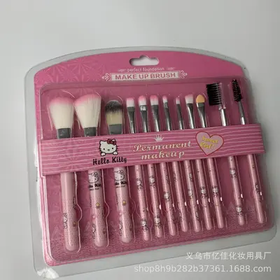 KT Cat 12-piece makeup brush set, eyeshadow, blush, foundation brush, beauty tools, lip brush